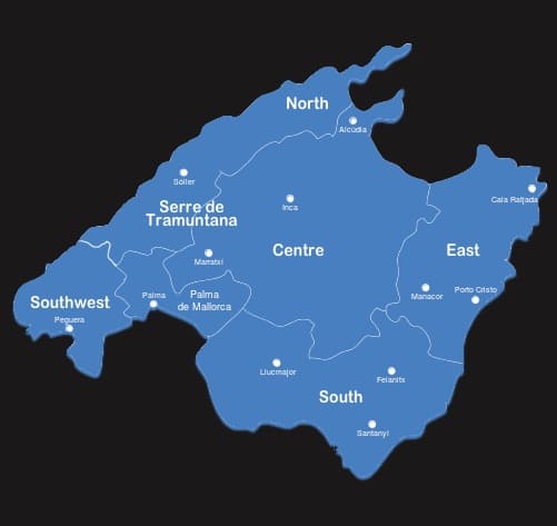 Mallorca´s map of regions