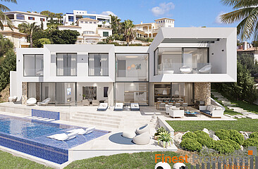 Projected modern new build villa with fantastic panoramic sea views of Santa Ponsa for sale